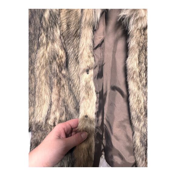 VTG REAL FOX FUR COAT WOMENS 40 brown beige Luxury mob wife - Picture 7 of 17